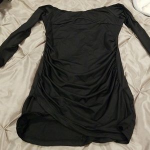 Long sleeve black mini dress